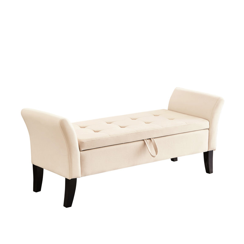 Siège d'organisation en velours beige avec rangement 51,5 po - Banc pratique et élégant, Beige