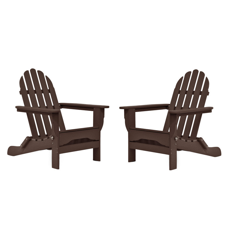 Leighton Foldable Outdoor Adirondack Set, Chocolate