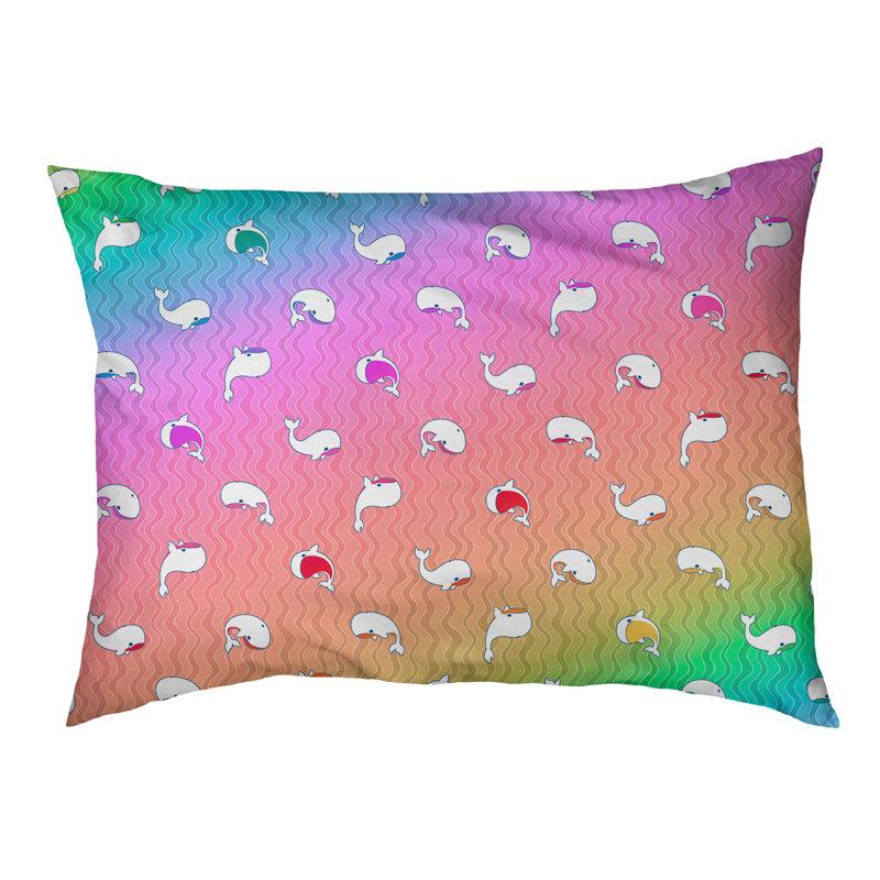Coussin pour chien Campion Whales, Très grand (l 52 po x P 42 po x H 17 po), Sarcelle / olive / rose