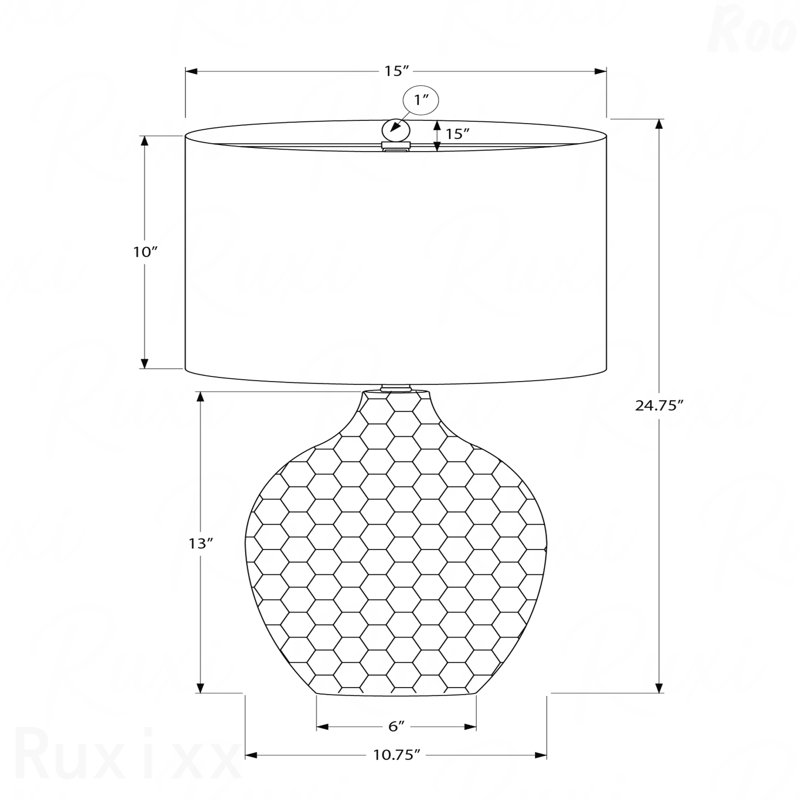 Lampe de table - H 25 po, abat-jour noir, matériau en résine brune, style contemporain