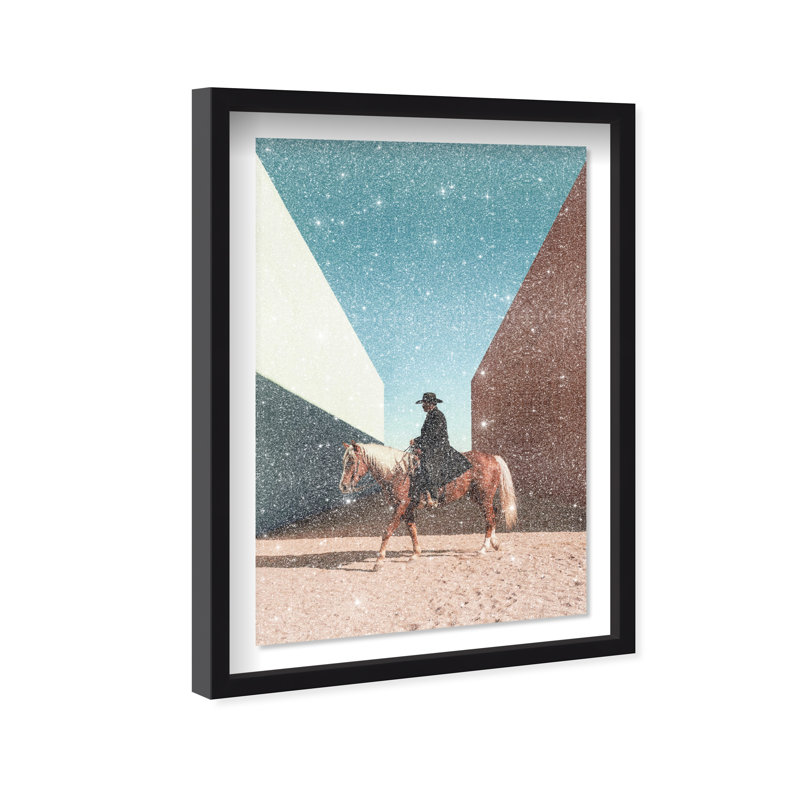 Lone Rider Framed Graphic Art, 25.5"H x 37.5"W, Black Shadowbox