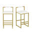 Tabourets de bar modernes rembourrés en velours, ensemble de 2, hauteur comptoir, or et blanc crème | Idée de cadeau-1843258659-1843258716
