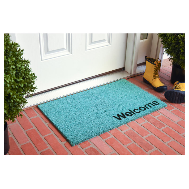 Kasper Non-Slip Indoor Doormat, Cyan, 24" W x 36" L
