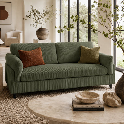 Retro Modern Soft Corduroy Cushioned 2 Seater Loveseat Sofa for Living Room Bedroom and Studio