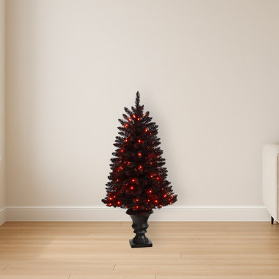 Black Halloween Artificial Christmas Tree in Urn