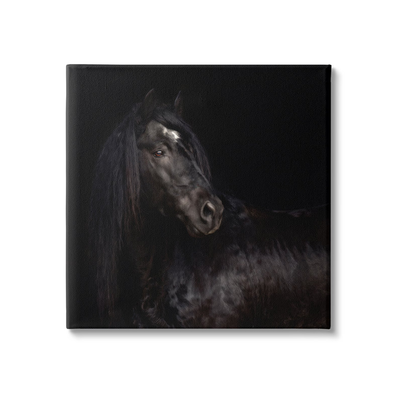«Elegant Black Stallion» par PHBurchett - reproduction d'art sur toile tendue, H 24 po x l 24 po x P 1,5 po
