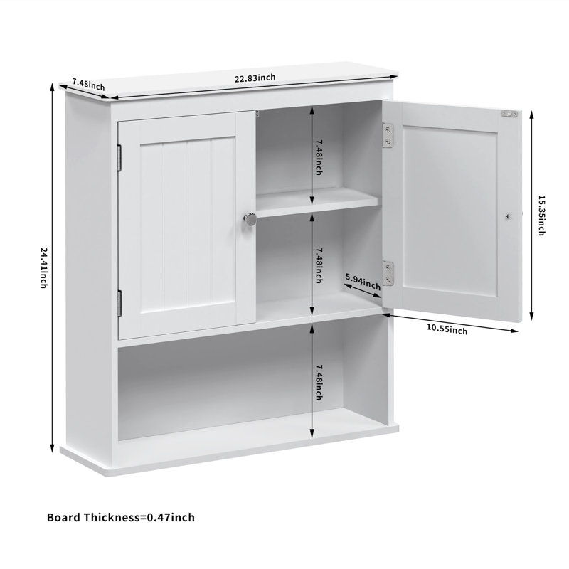 Armoire à pharmacie murale avec cadre réglable et tablette ajustable l 23 po H 24,5 po