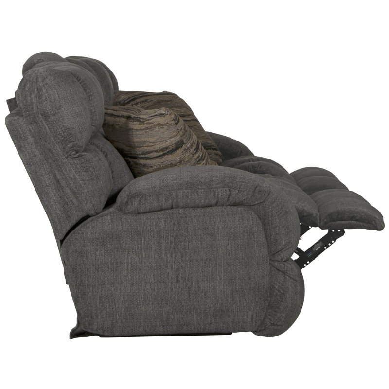 Annaliisa Upholstered 86'' Reclining Loveseat, Manual, Gray Polyester
