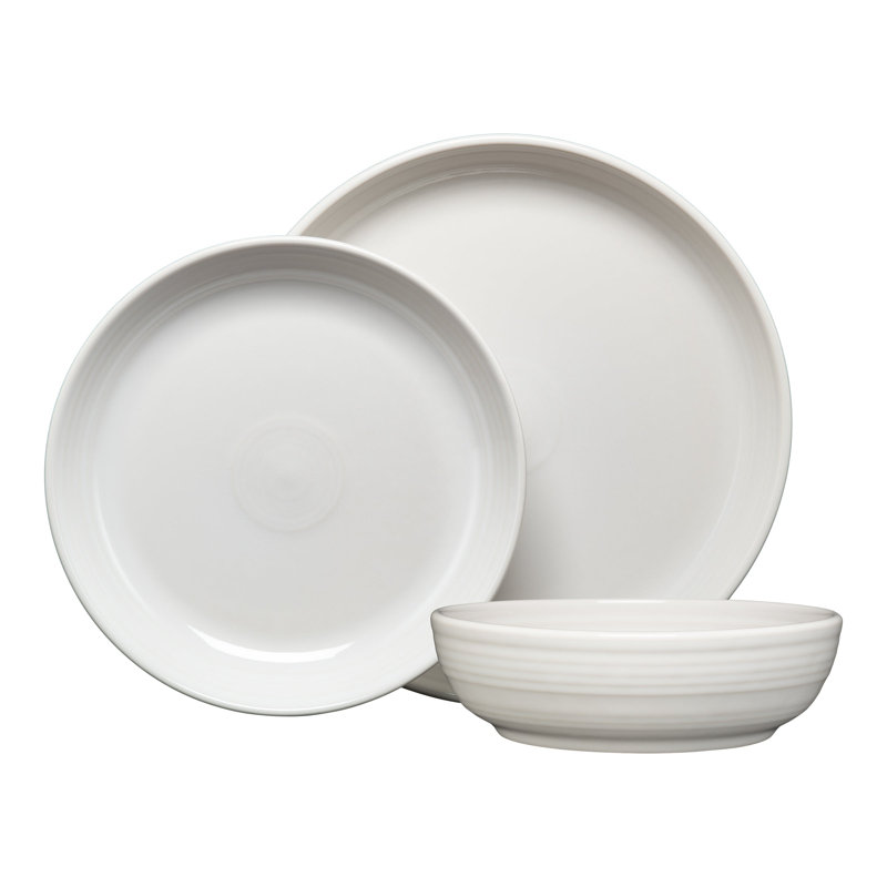 White Ceramic 3-Piece Coupe Bowl Place Setting