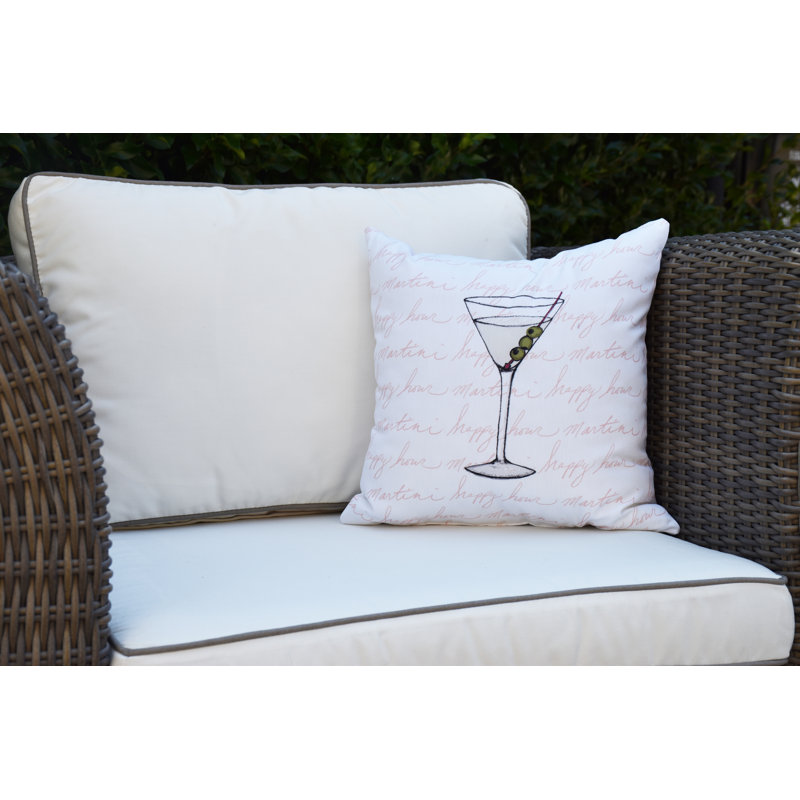 Palm Beach Outdoor Reversible Throw Pillow, Coral, 18" x 18"