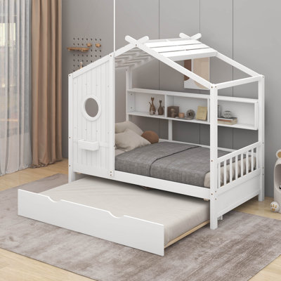 Lit simple avec lit gigogne et rangement