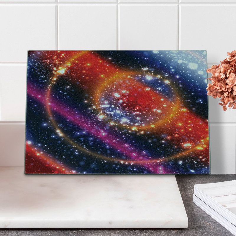 Ambesonne Space Tempered Glass Cutting Board Apocalyptic Cosmos Sky Multicolor
