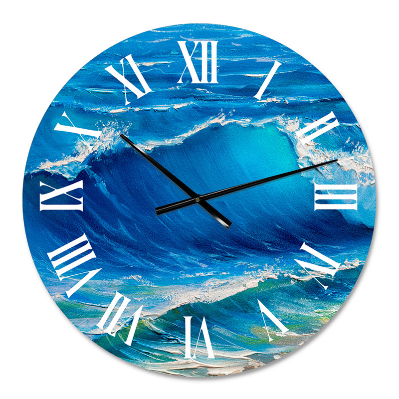 Sunshine Reflecting Throug Braking Waves VIII - Coastal wall clock, Small