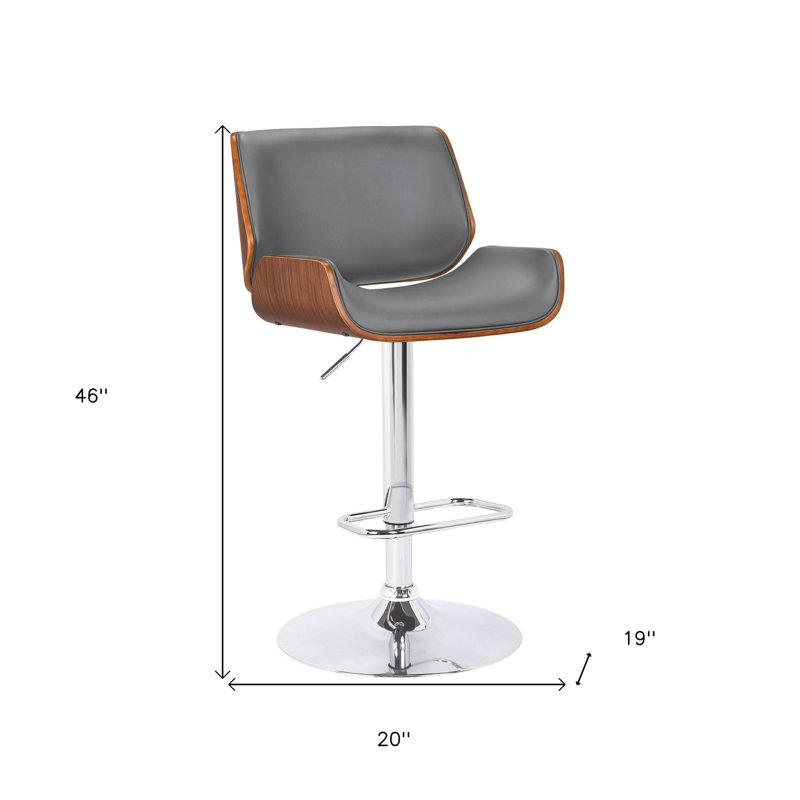 Tabouret de bar rembourré à base chromée, Gris