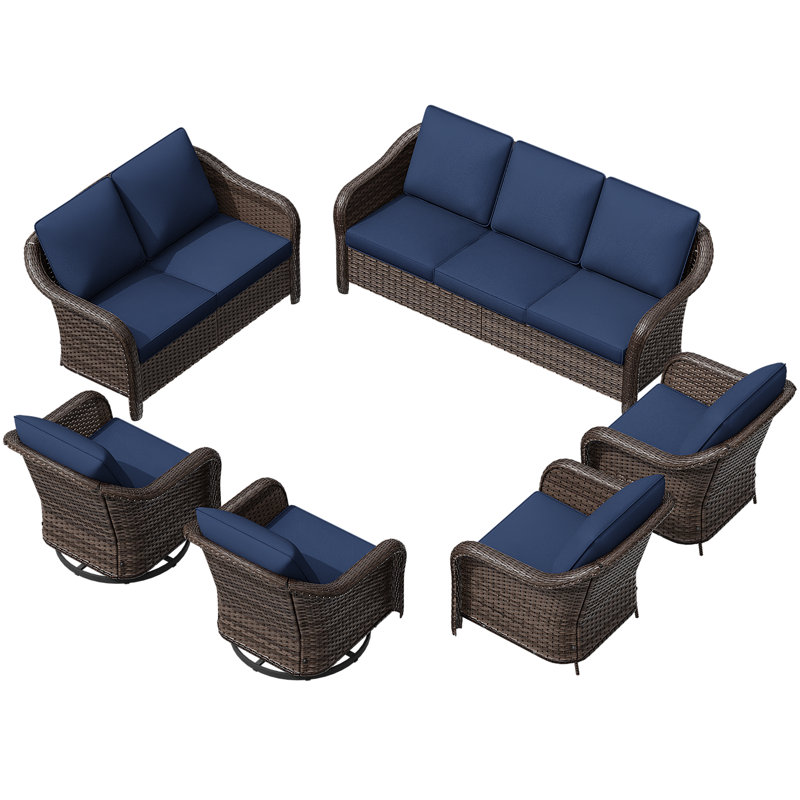 Ensemble de conversation d'extérieur 9 personnes, Bleu