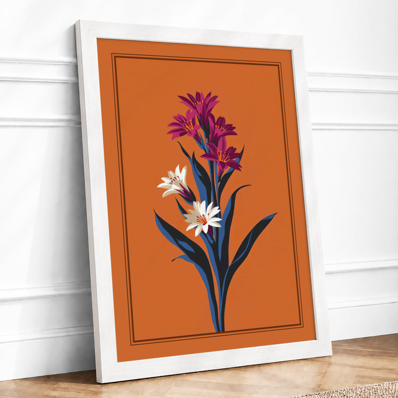 Flowering Stem in Magenta Botanical - Framed Print, A1 - 84.1 x 59.4 cm, White