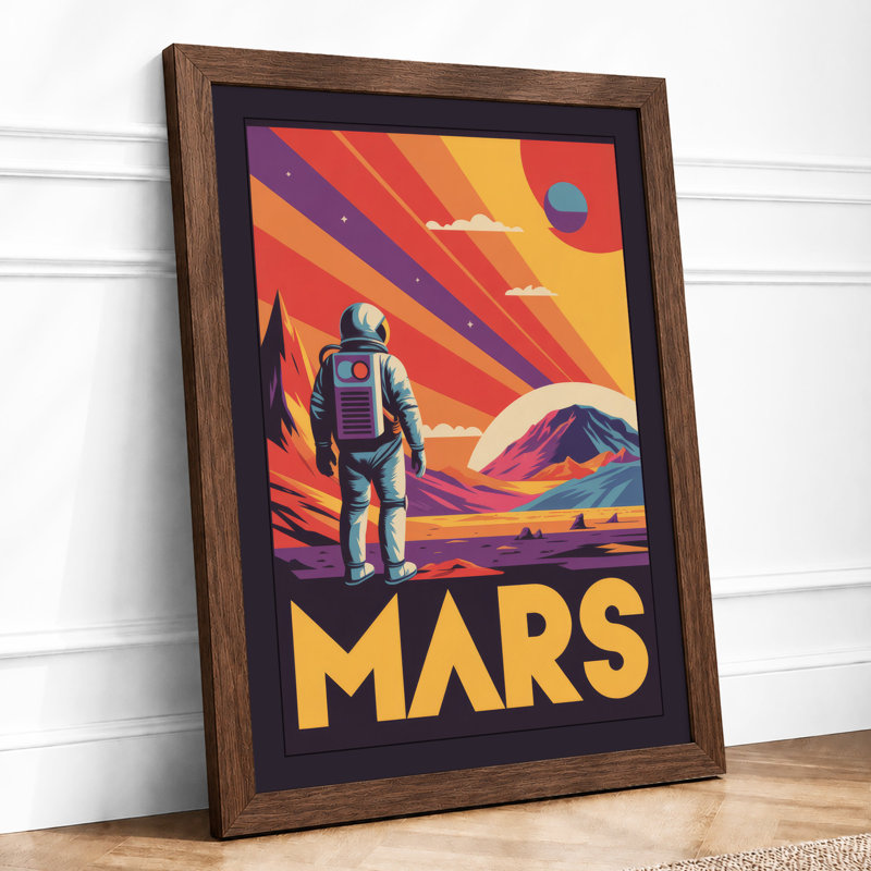 Postcard from Mars Retro - Framed Print, A1 - 84.1 x 59.4 cm, Walnut