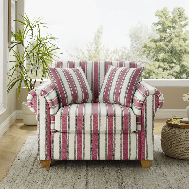 Divanique 40.94'' W Upholstered Accent Chair, Red Stripe  Polyester Blend