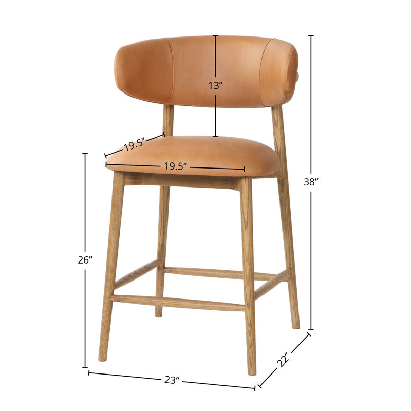 Murphey Upholstered 26'' Counter Stool with Solid Wood Frame, Hazelnut Brown