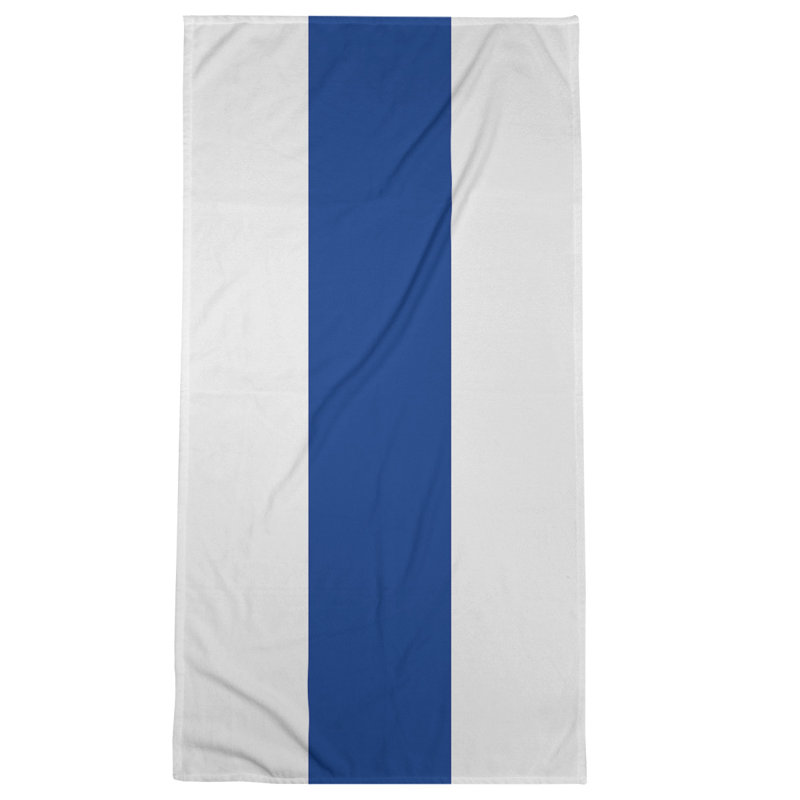 Cotton Blend Beach Towel, Off White/Blue