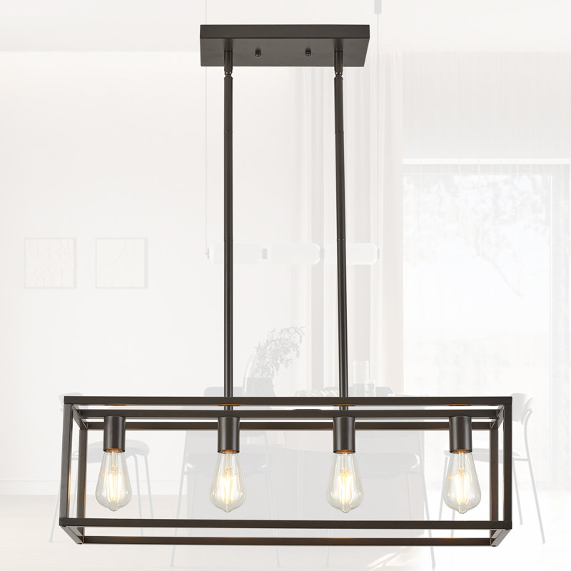 Bigyan 4 Light Kitchen Island Linear Pendant Lights, Oil Rubbed Bronze