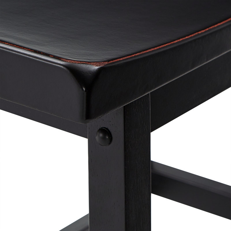 Tabouret en bois massif Danara, Sablé noir