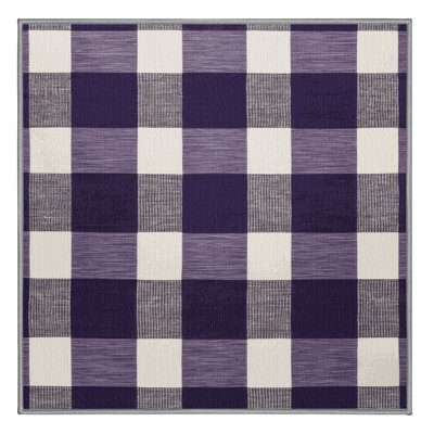 Machine Washable Checkered Purple Area Rug