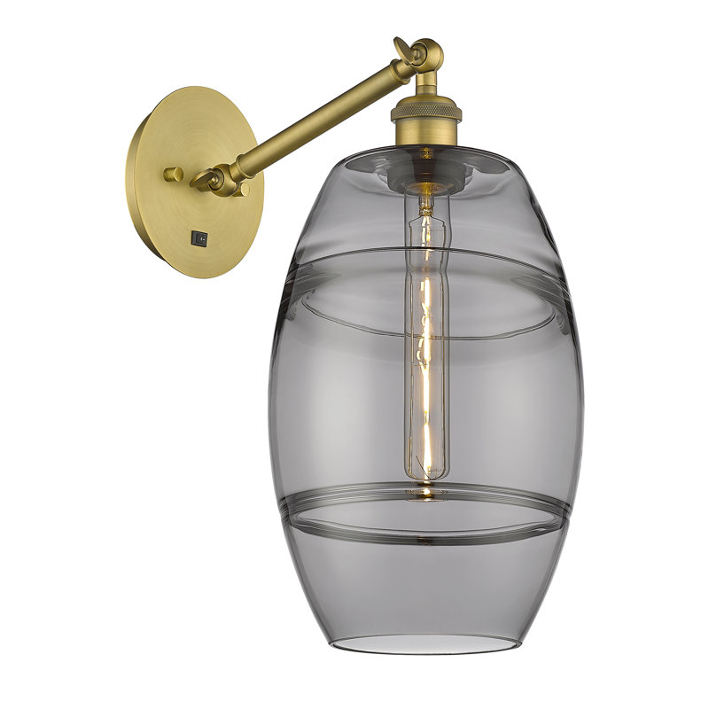 Dundrod Steel Armed Sconce, Light Smoke, Brushed Brass
