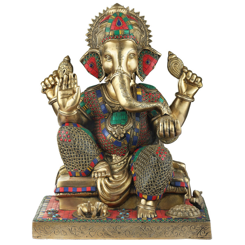 Statue incrustée de bénédiction Ganesha