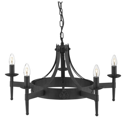 Eastbourne 5 - Light Waggon Wheel Chandelier