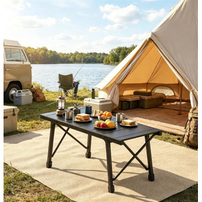 Table de camping robuste, table pliable, table portable avec deux hauteurs réglables