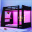 Twin Size Wooden Gaming Bunk Bed with Desk,Two Storage Shelves,USB and LED Light-658987944