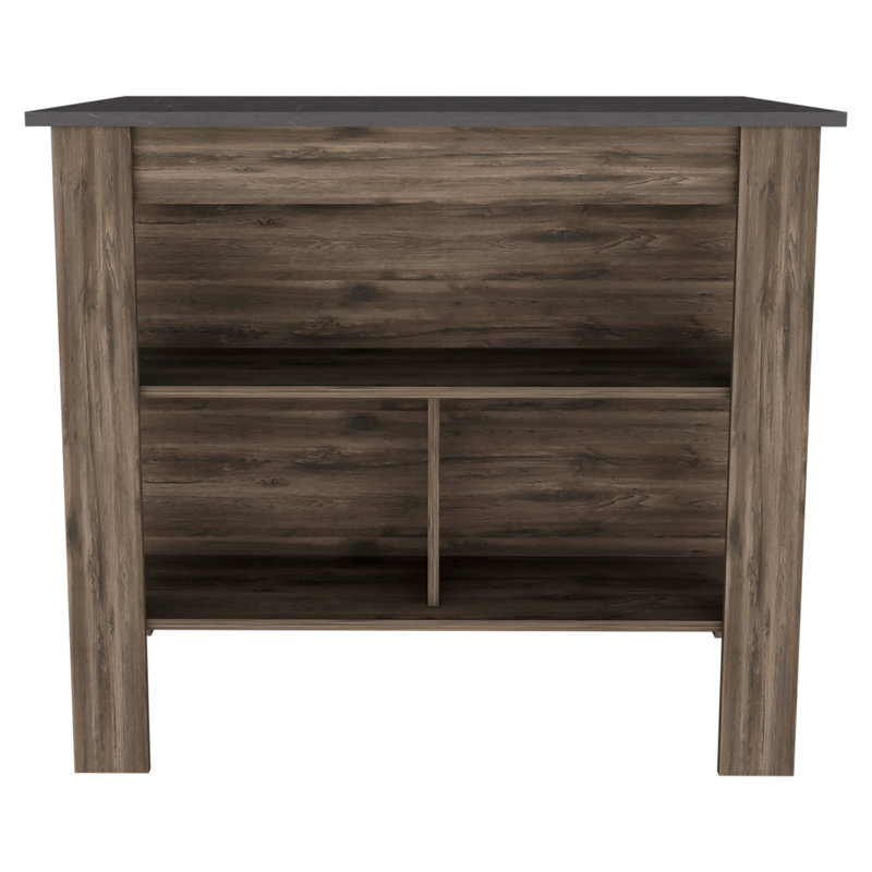 3-Shelf Kitchen Island Dark Brown And Onix, Gray/Brown