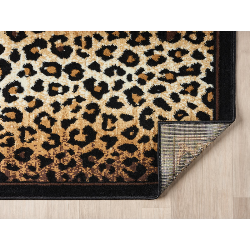 Ebron Leopard Skin 5'3"x7'3" Area Rug, Rectangle 5' x 8'