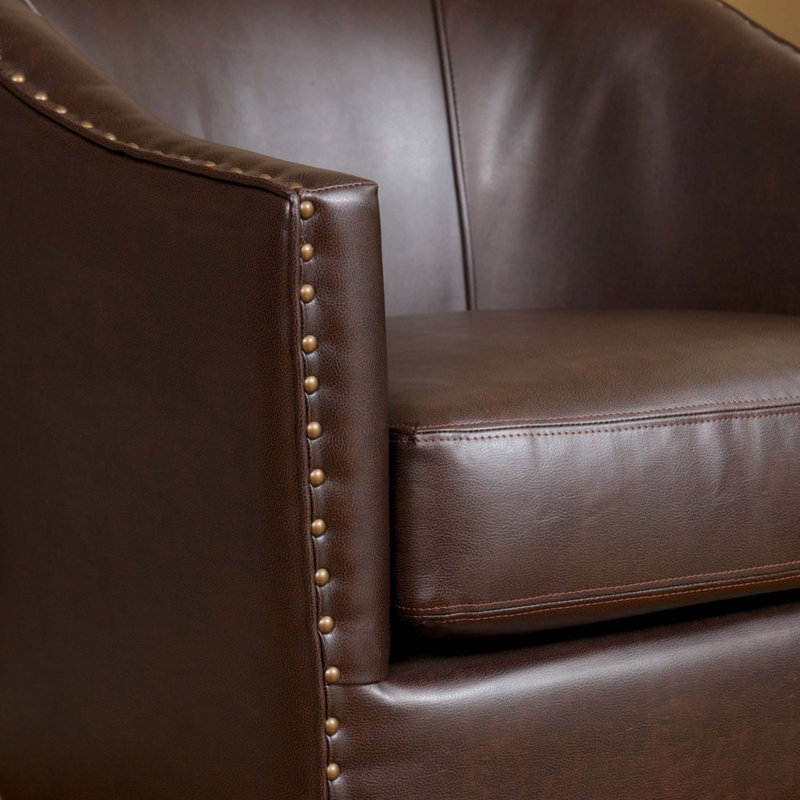 Fauteuil club en cuir reconstitué brun, Brun