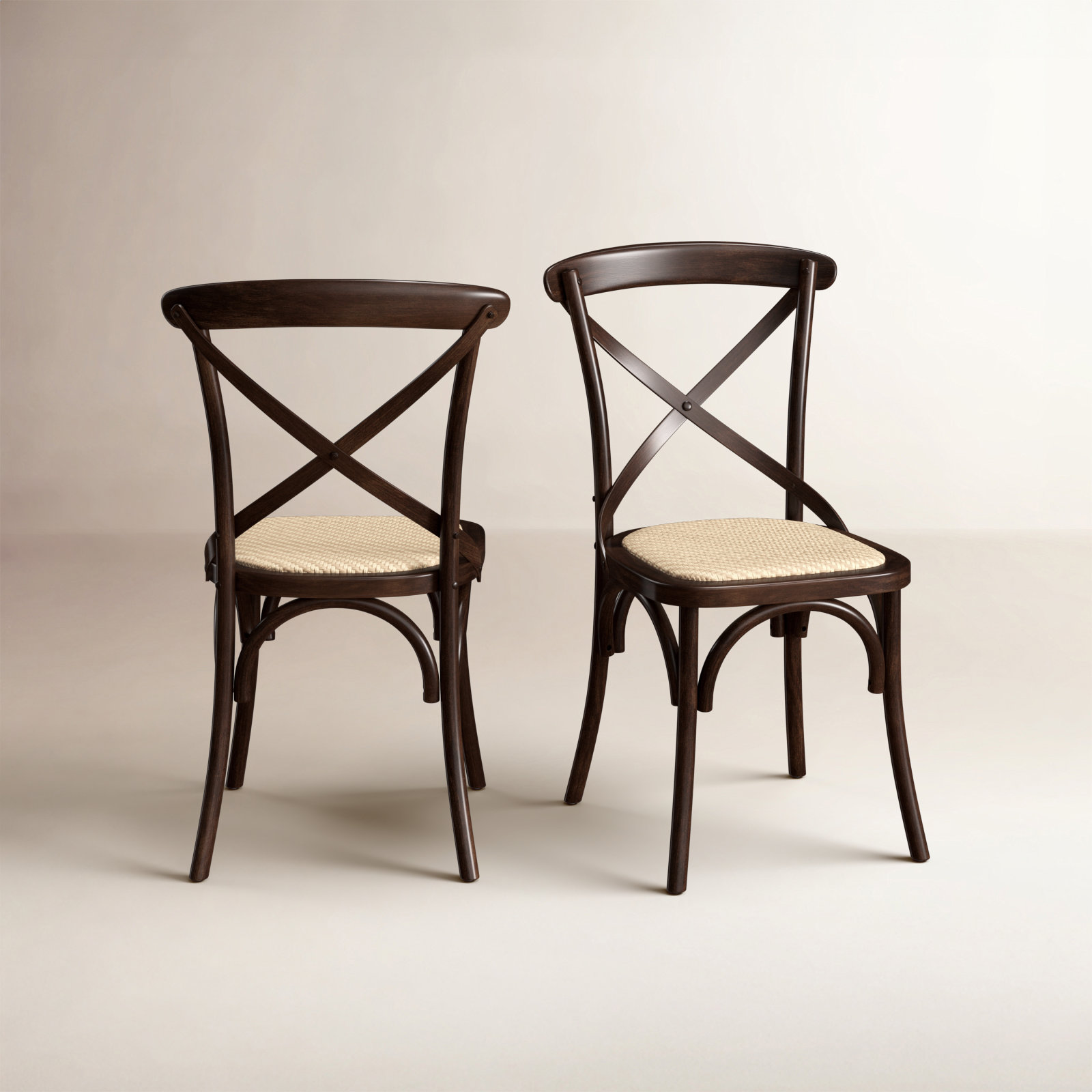 Camaran Solid Wood Cross Back Side Chair, Walnut