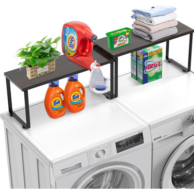 Tablette de laveuse-sécheuse extensible et empilable pour l'organisation de la salle de lavage, solution de rangement de comptoir peu encombrante