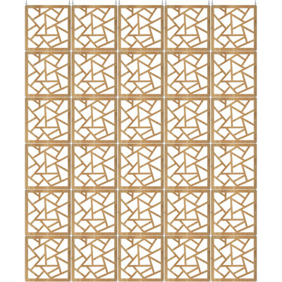 Hanging Room Divider Screen Partition, Geometric Cutout Panel, Modular Design, White, Black, and Natural Wood Finish(39cm*39cm) (Wood Finish)