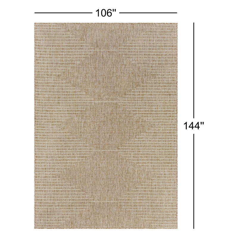 Tapis intérieur / extérieur kaki Mendota, Rectangle 8 pi 10 po x 12 pi