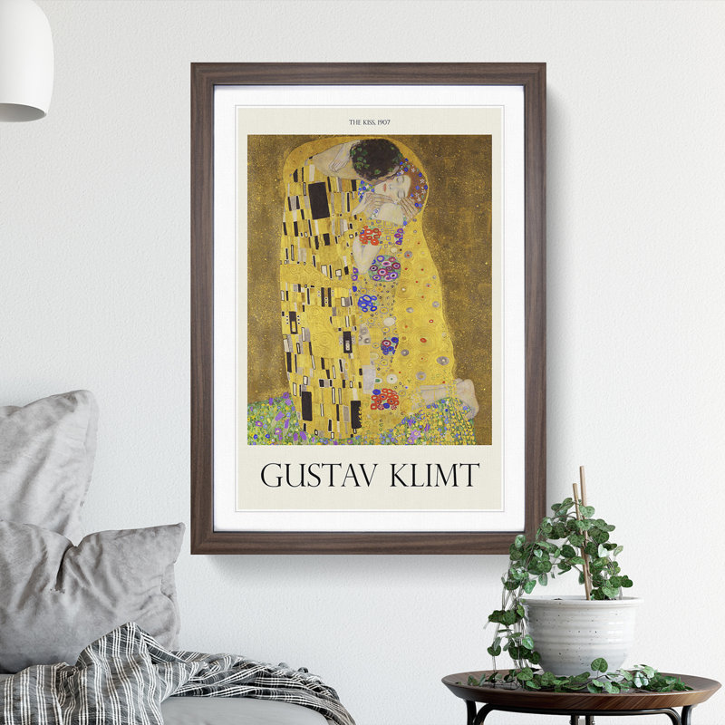 The Kiss Vol.2 by Gustav Klimt - Picture Frame Painting, 65cm H x 48cm W x 2cm D, Walnut Framed