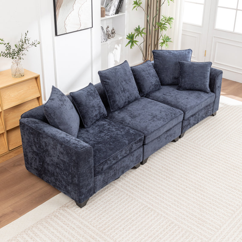 Bennett Upholstered Modular Sectional Sofa, Blue