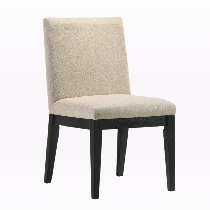 Chaise d'appoint Elm en tissu beige et finition noire (lot de 2)