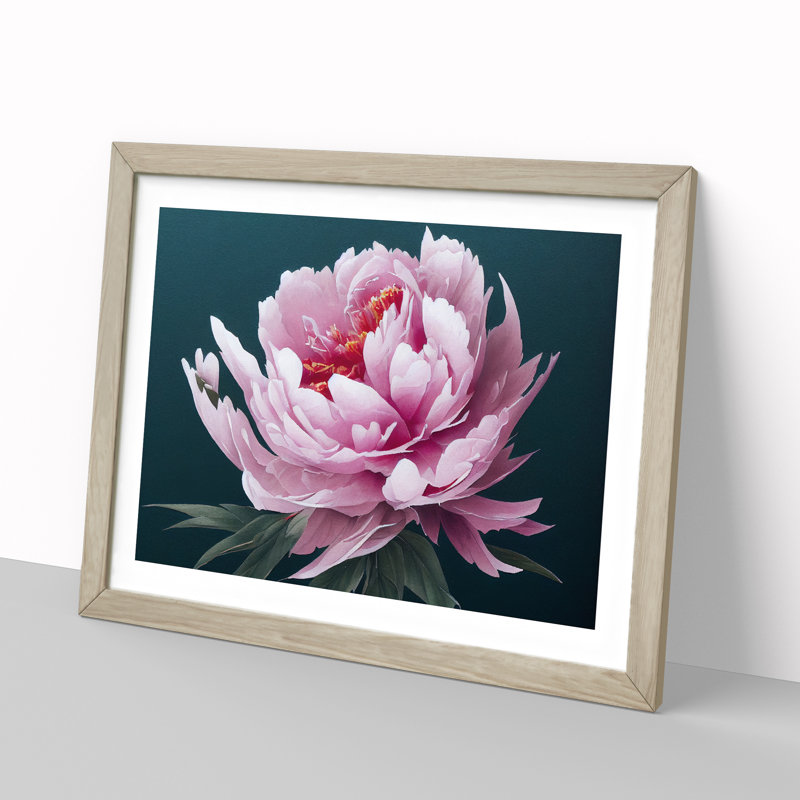 Marvellous Peony Flower - Framed Print, 46cm H x 64cm W x 2cm D, Oak