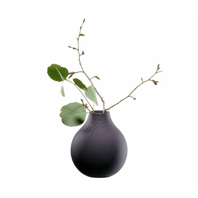 Vase de table Procelain, H 4,75 po x l 4,5 po x P 4,5 po, Noir mat