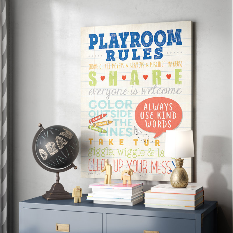 «Bucktown Playroom Rules», art sur toile, H 40 po x l 30 po x P 1,5 po