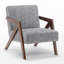 Fauteuil de bureau Mid-Century moderne rembourré avec structure en bois et assise large-630025057