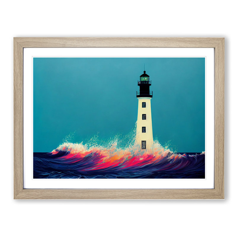 Delicious Lighthouse - Single Picture Frame Painting, Oak, 25cm H x 34cm W x 2cm D