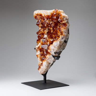 Genuine Citrine Quartz Crystal Cluster On Metal Stand (18", 22.5 Lbs)