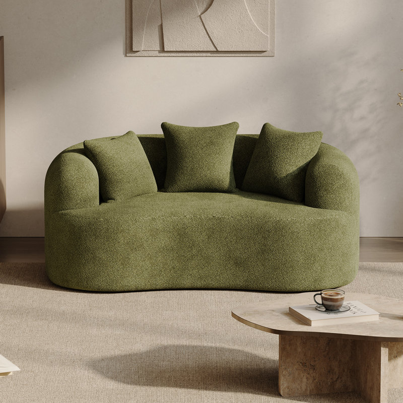 Canapé incurvé désossé en mousse à haute densité et sans assemblage requis, H 24,8 po x l 68,5 po x P 39,4 po, Vert, 2