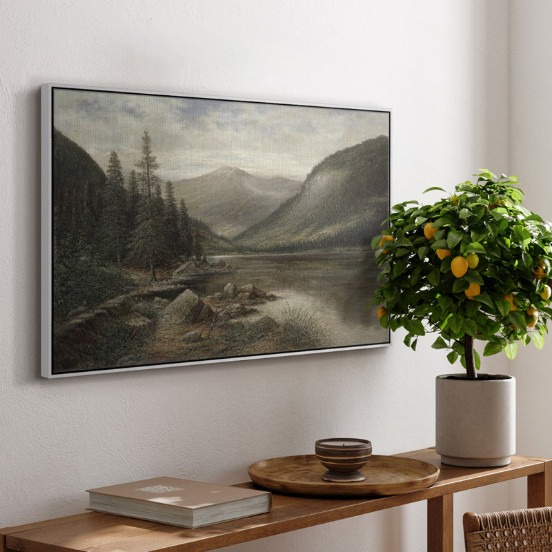 Paysage rétro - CDIL, H 25 po x l 37 po x P 2 po, Toile encadrée flottée blanche